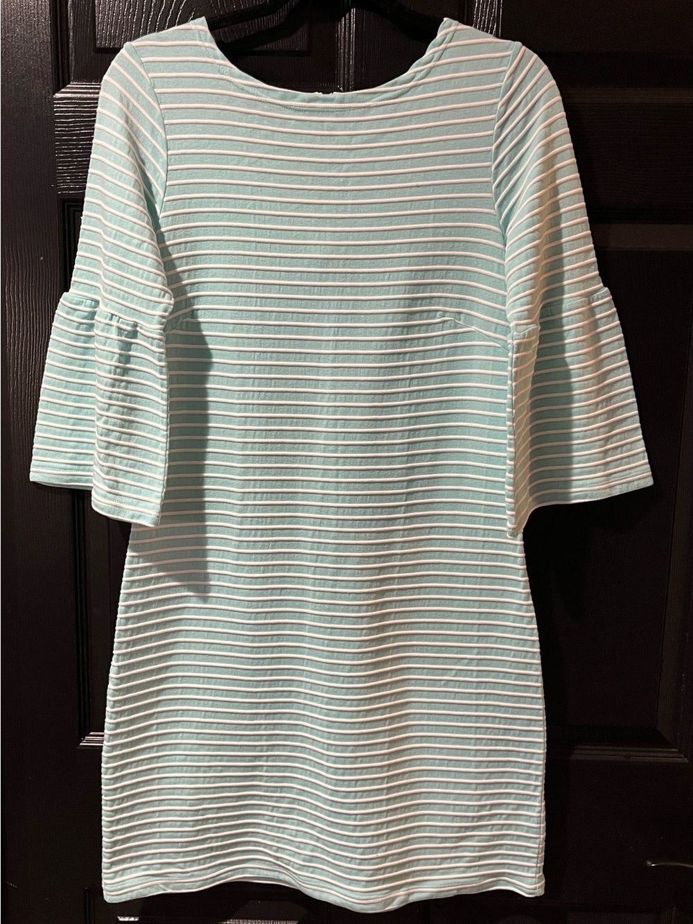Sail To Sable Bell Sleeve Mint Striped Women’s Dress